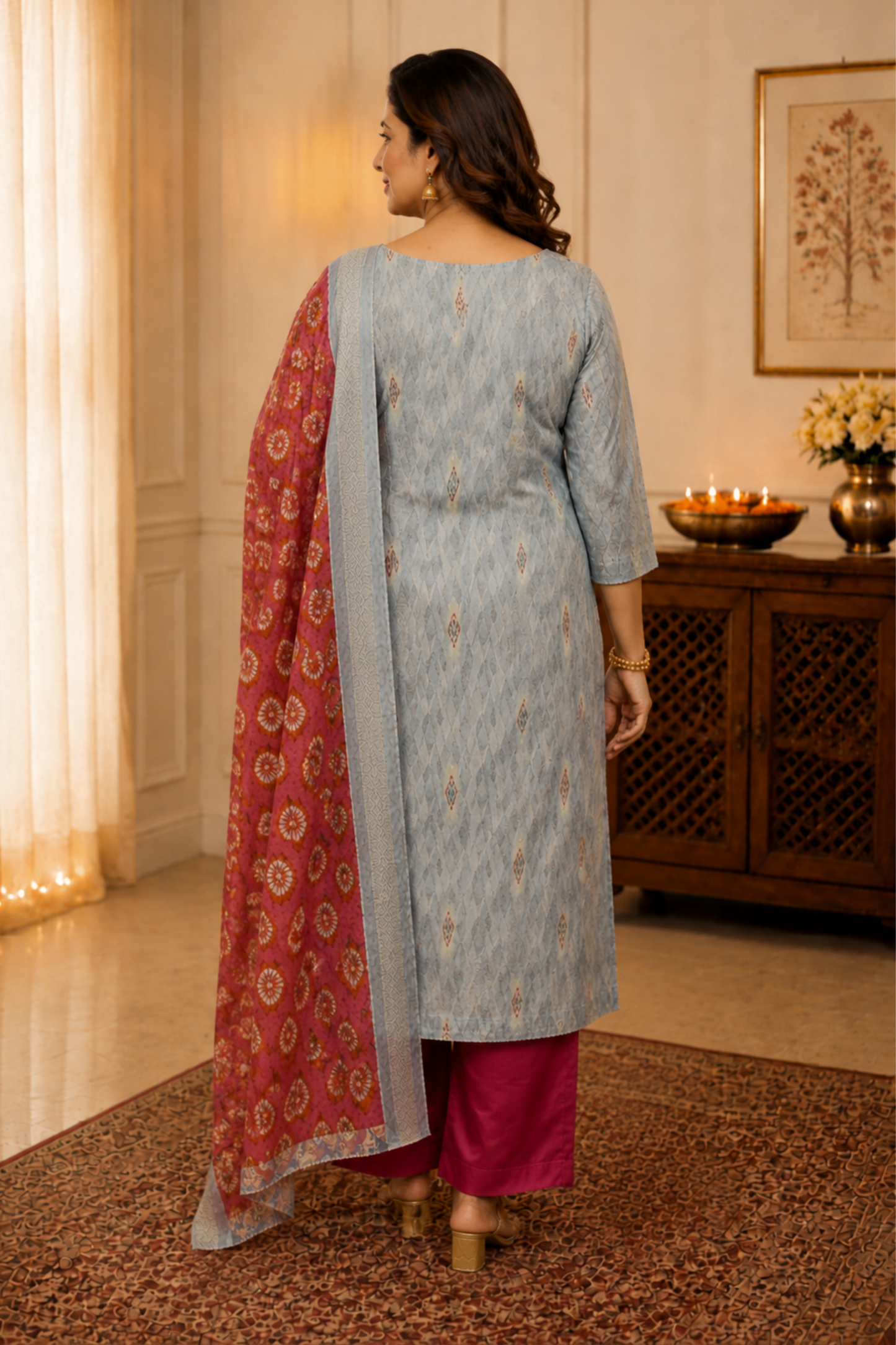 Garnet Grey Muslin Suit Set