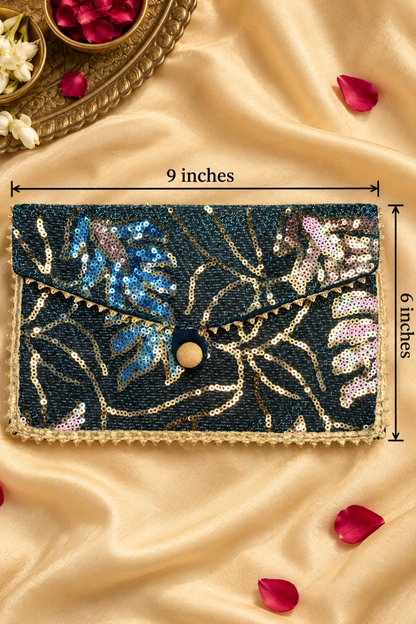 Teal Starlight Handcrafted Shagun Envelope