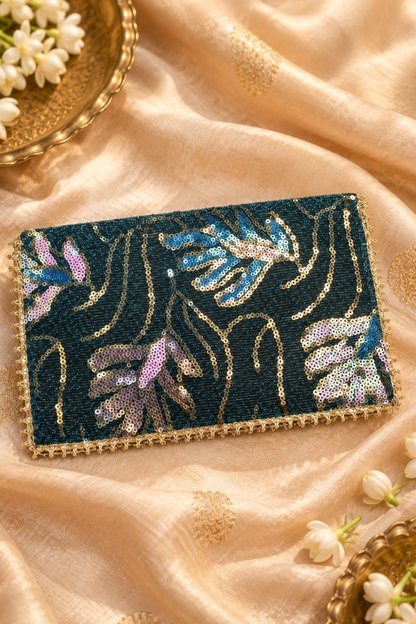 Teal Starlight Handcrafted Shagun Envelope