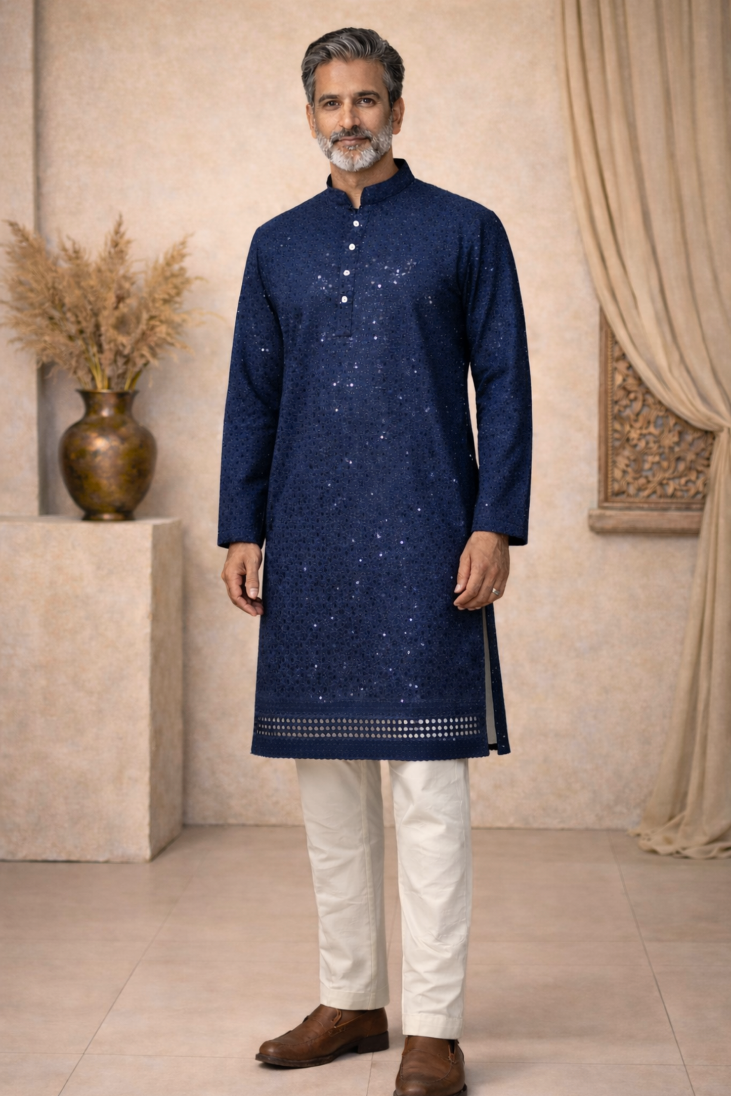 Gleaming Blue Sequined Kurta