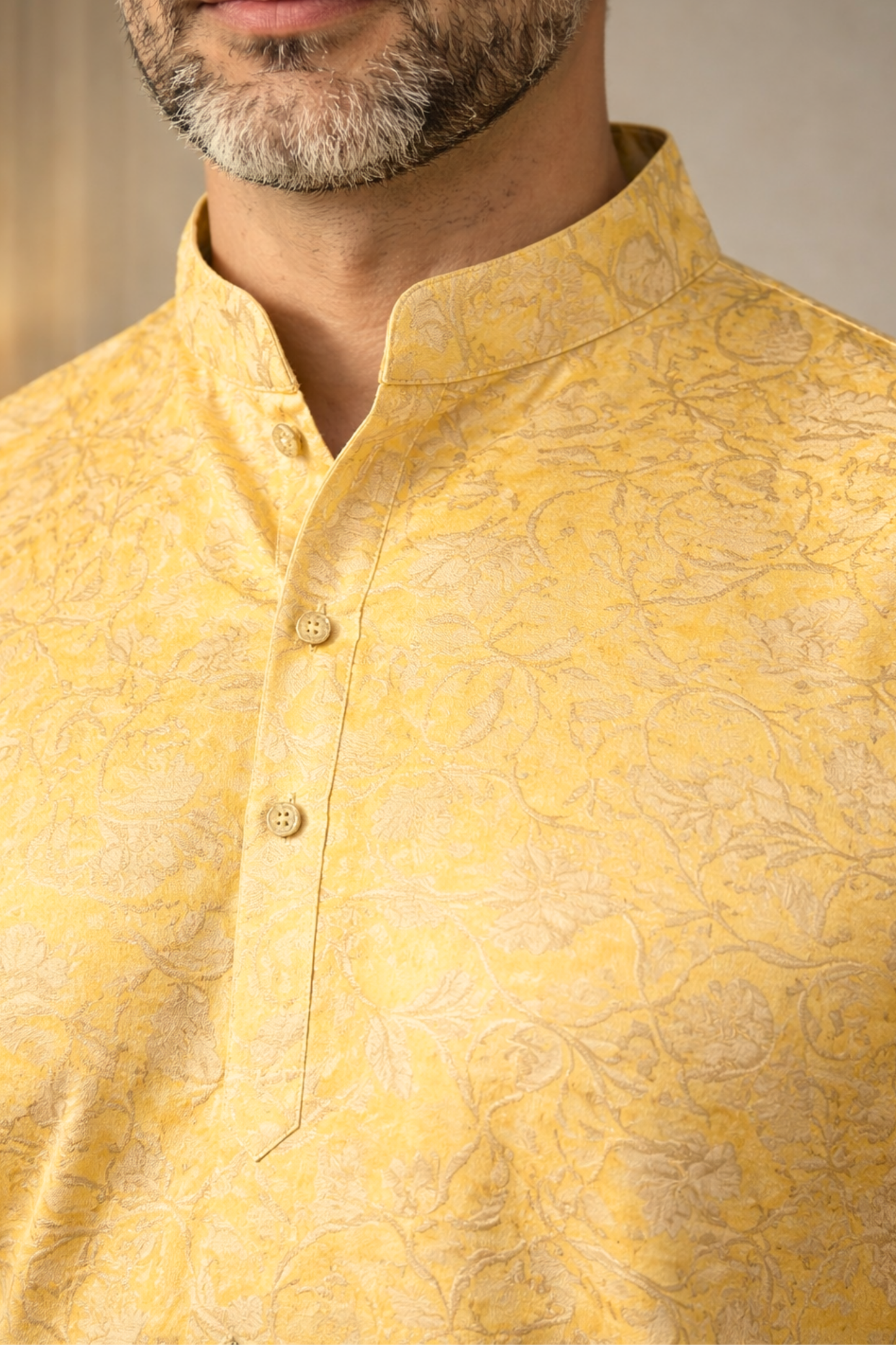 Gleaming Yellow Brocade Kurta Pajama