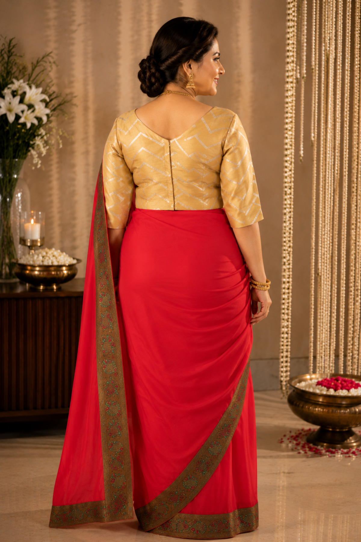 Gleamy Gold Silk Blouse