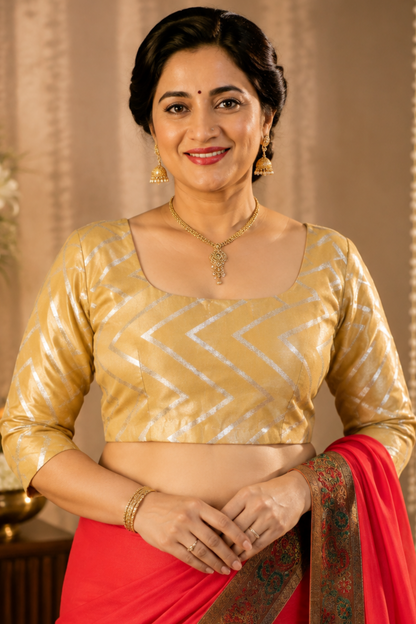 Gleamy Gold Silk Blouse