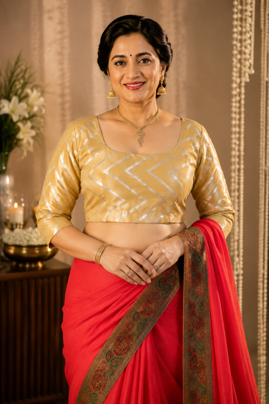 Gleamy Gold Silk Blouse