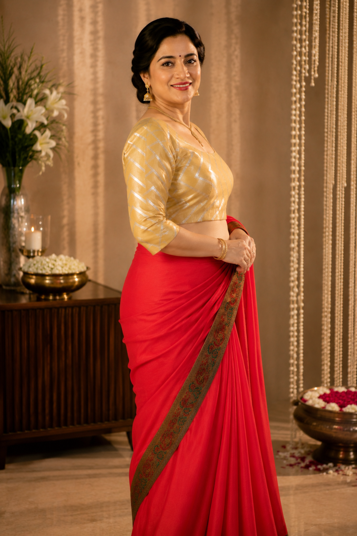 Gleamy Gold Silk Blouse