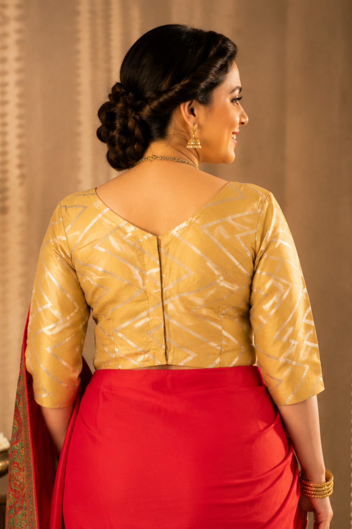 Gleamy Gold Silk Blouse