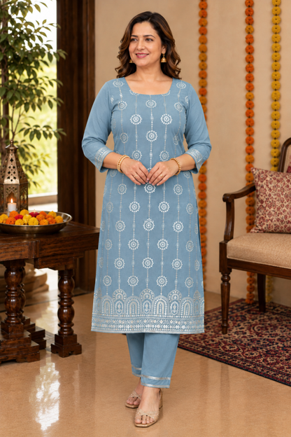 Gleamy Grey Mirrored Suit Set