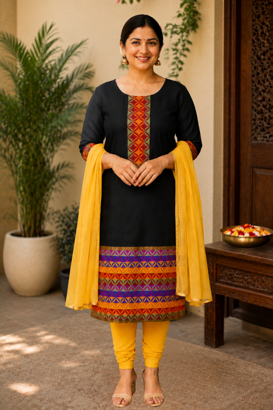 Gold Eclipse Churidar Suit Set