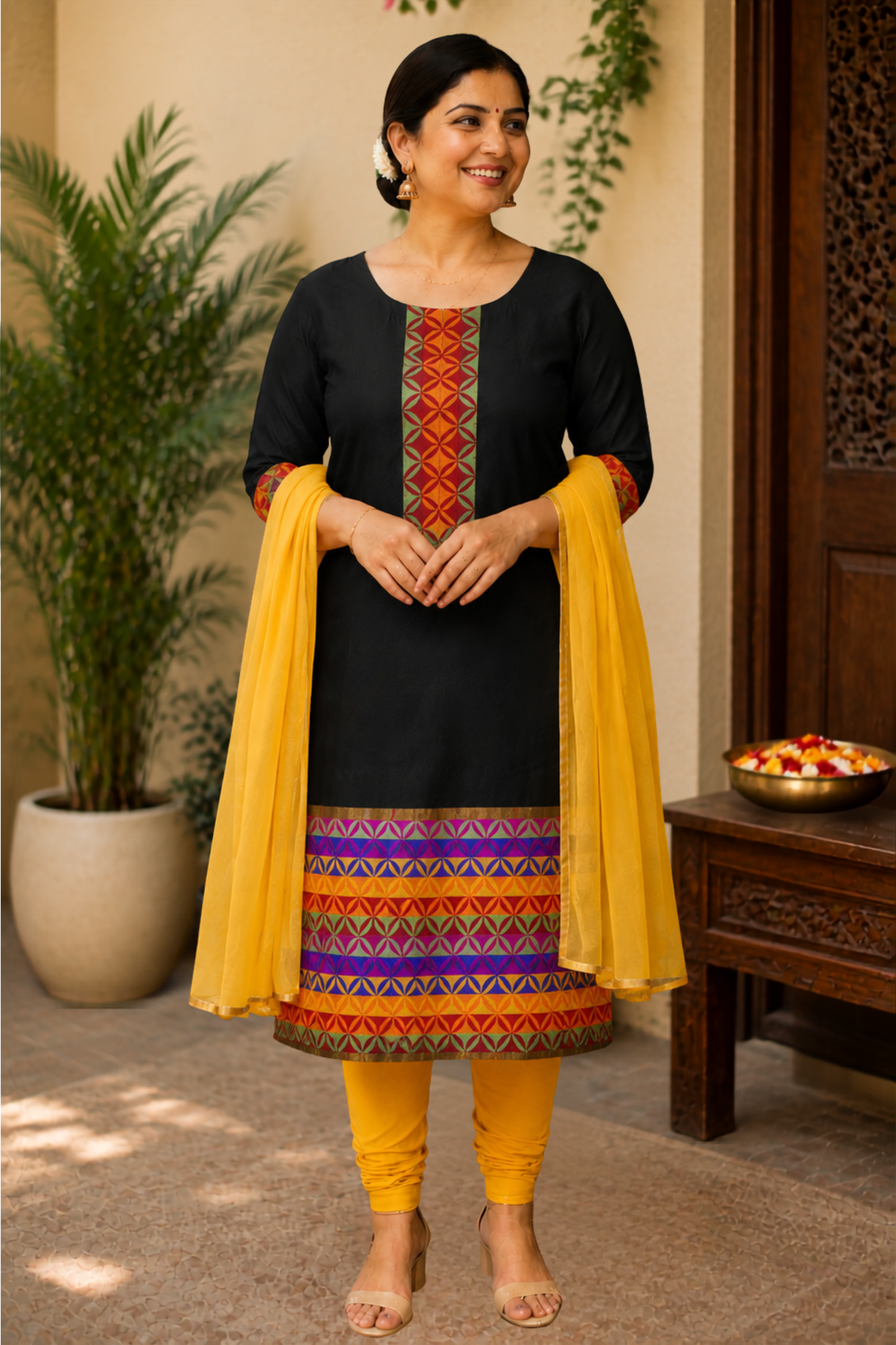 Gold Eclipse Churidar Suit Set