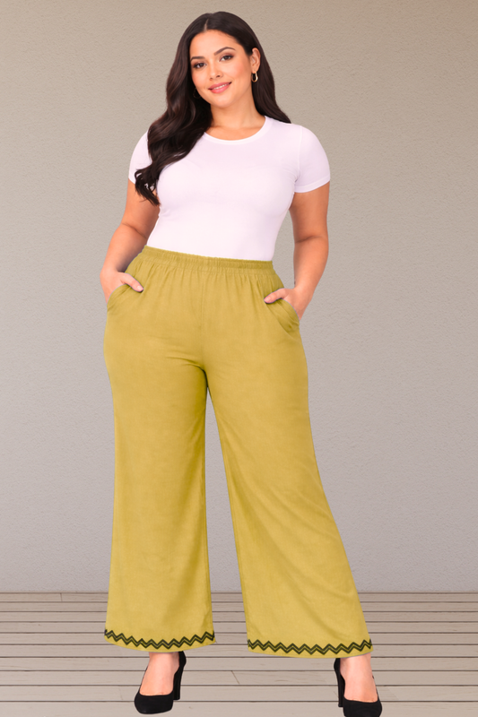 Golden Lemon Embellished Cotton Palazzo
