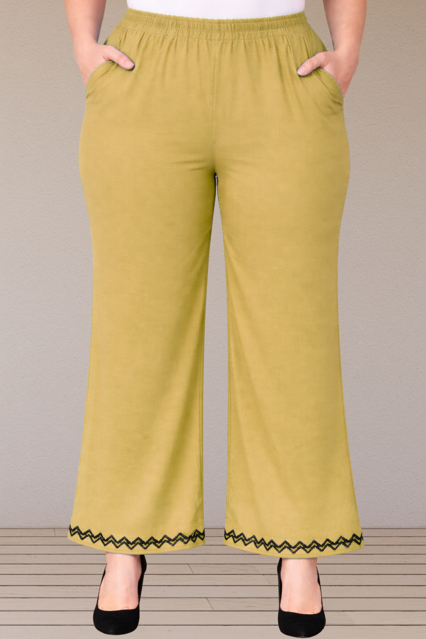 Golden Lemon Embellished Cotton Palazzo
