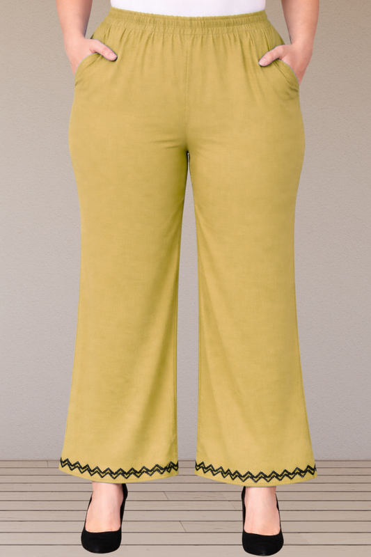 Golden Lemon Embellished Cotton Palazzo