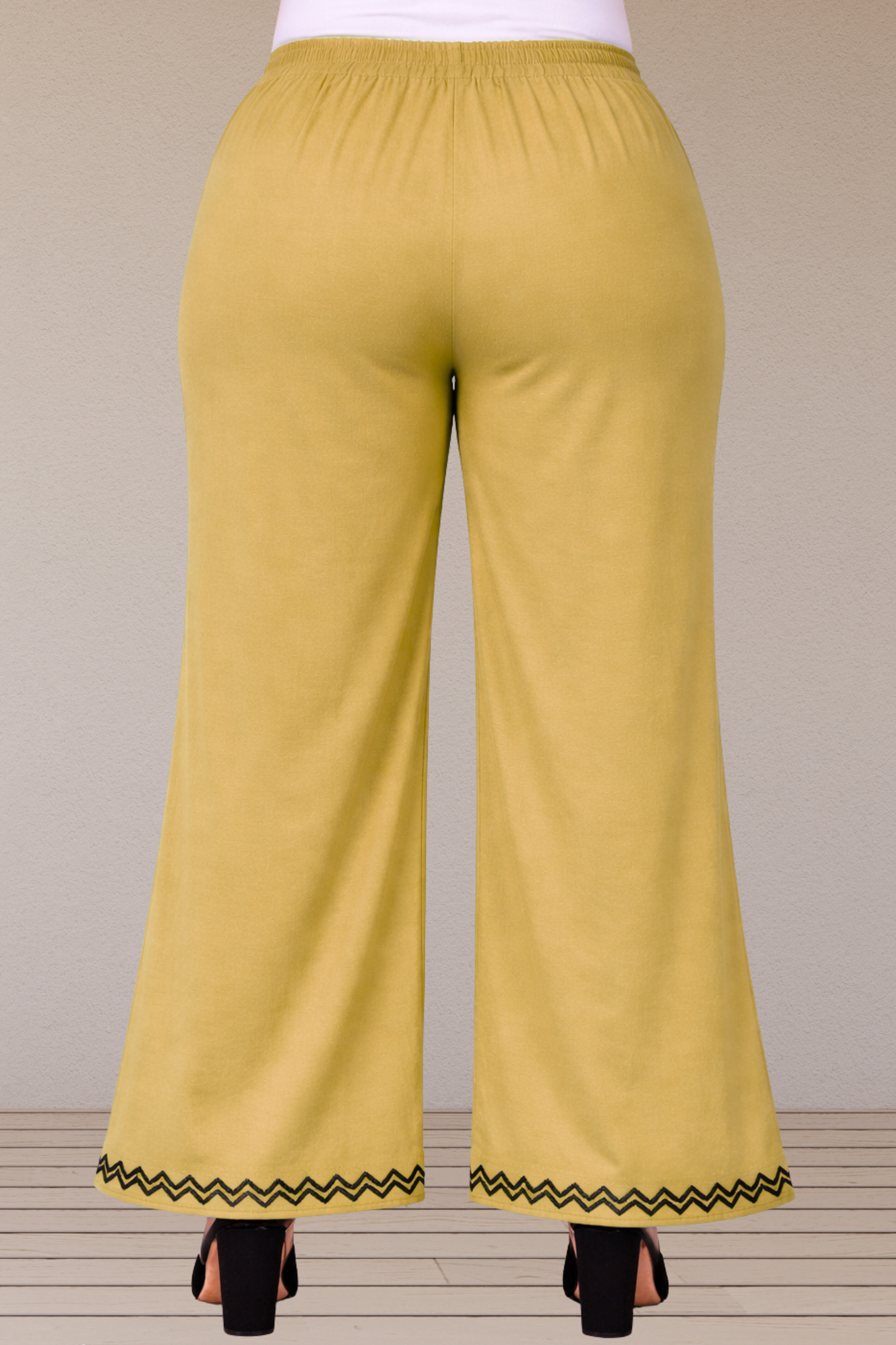 Golden Lemon Embellished Cotton Palazzo