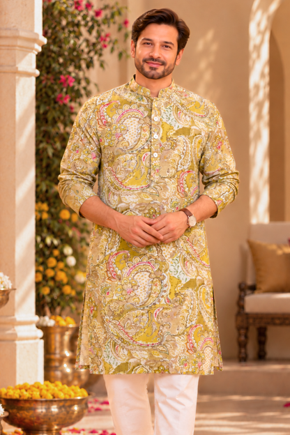 Autumn Gold Foiled Festive Kurta