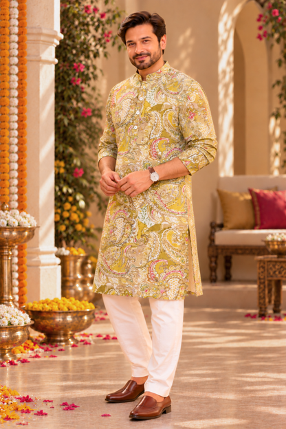 Autumn Gold Foiled Festive Kurta