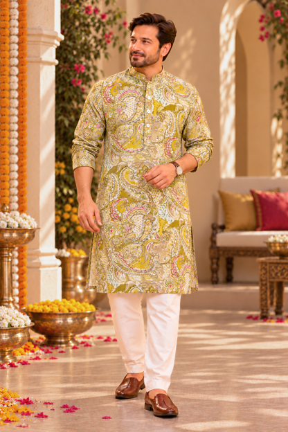 Autumn Gold Foiled Festive Kurta