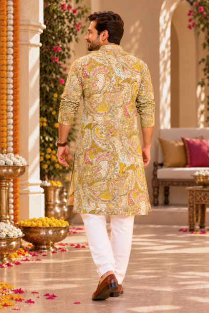 Autumn Gold Foiled Festive Kurta