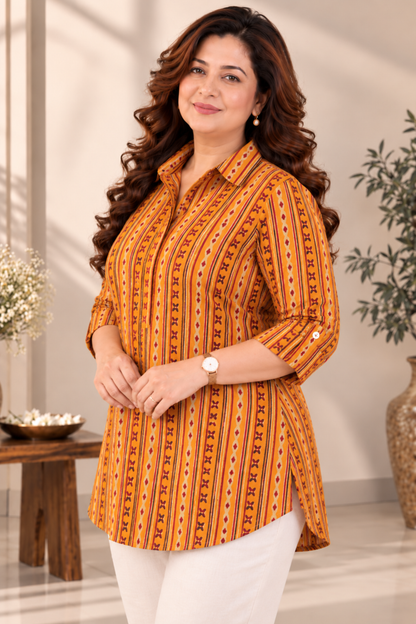 Golden Trails Printed Festive Shirt