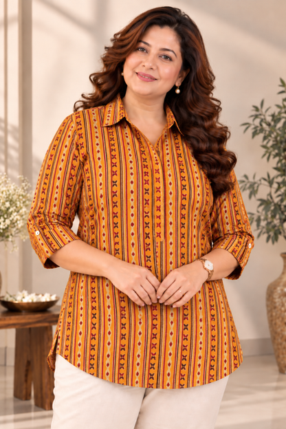 Golden Trails Printed Festive Shirt