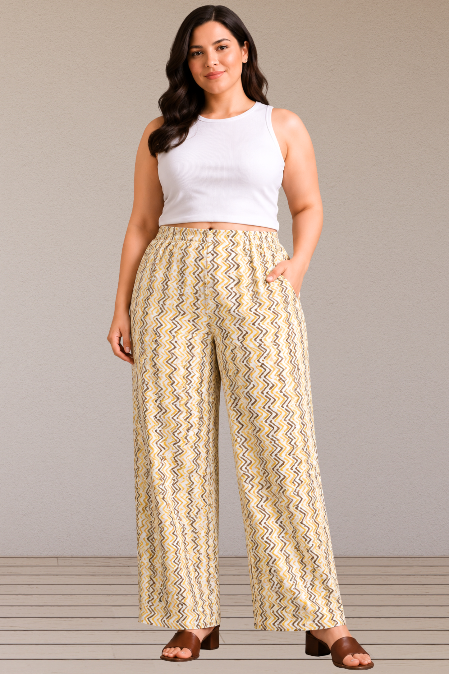 Golden Wave Cotton Palazzo