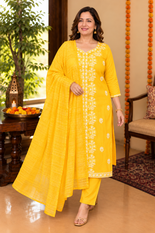 Golden Dawn Organza Suit Set