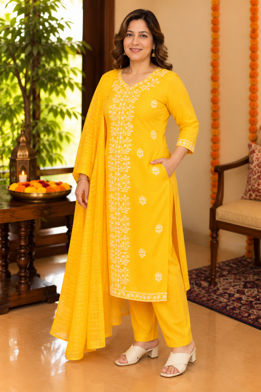 Golden Dawn Organza Suit Set