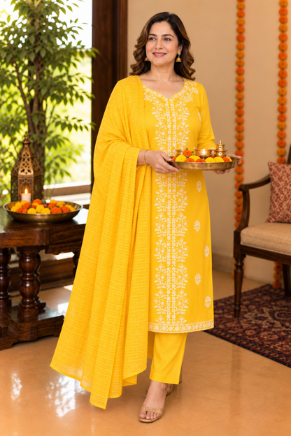 Golden Dawn Organza Suit Set