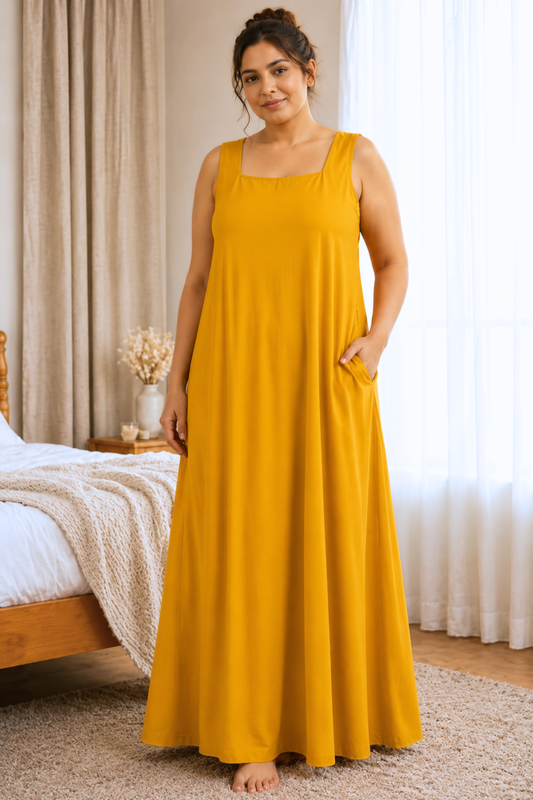 Deep Mustard Rayon Night Gown