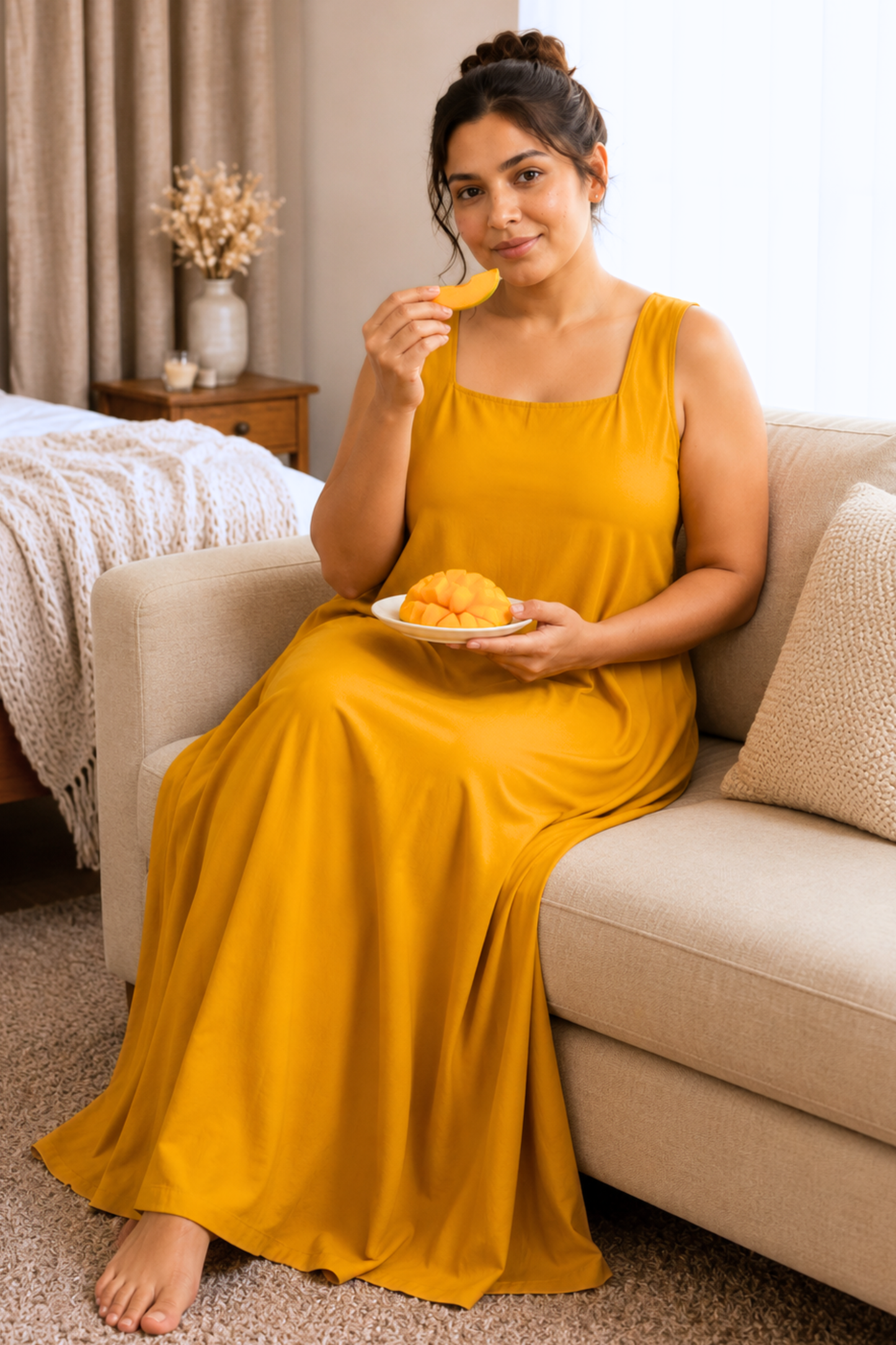Deep Mustard Rayon Night Gown