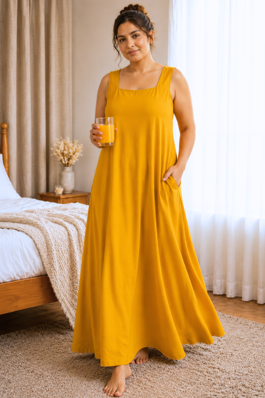 Deep Mustard Rayon Night Gown
