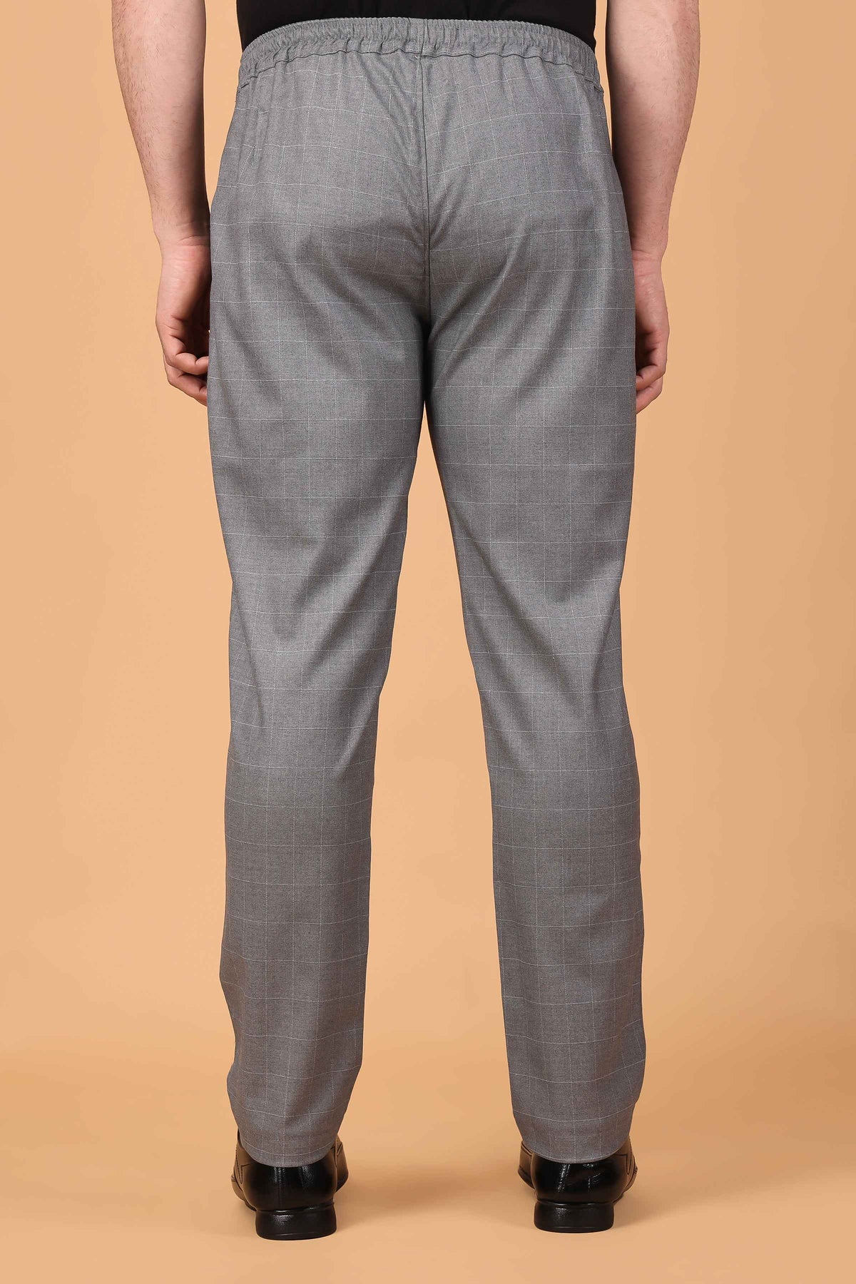 Buy Plus Size ​Graphite Checked Comfort Fit Trousers At Apella | Sizes XS to 10 XL | India | Free Delivery | Customized