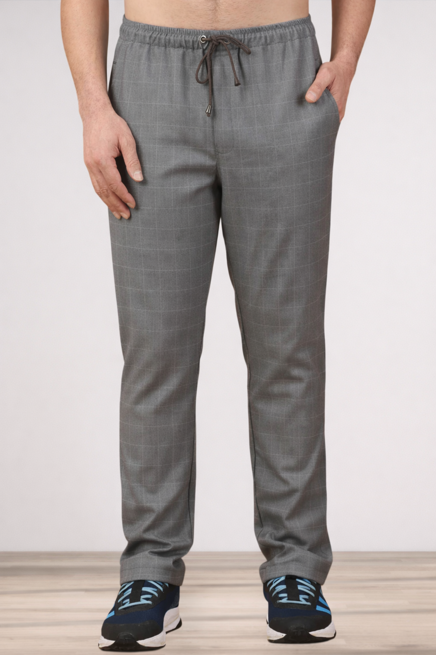 Graphite Checked Stretchable Cargo - 2 pocket