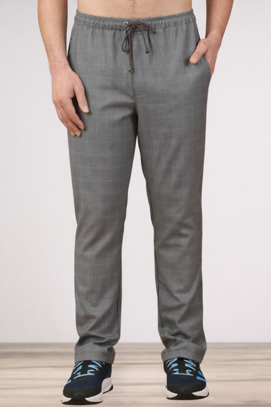 Graphite Checked Stretchable Cargo - 2 pocket