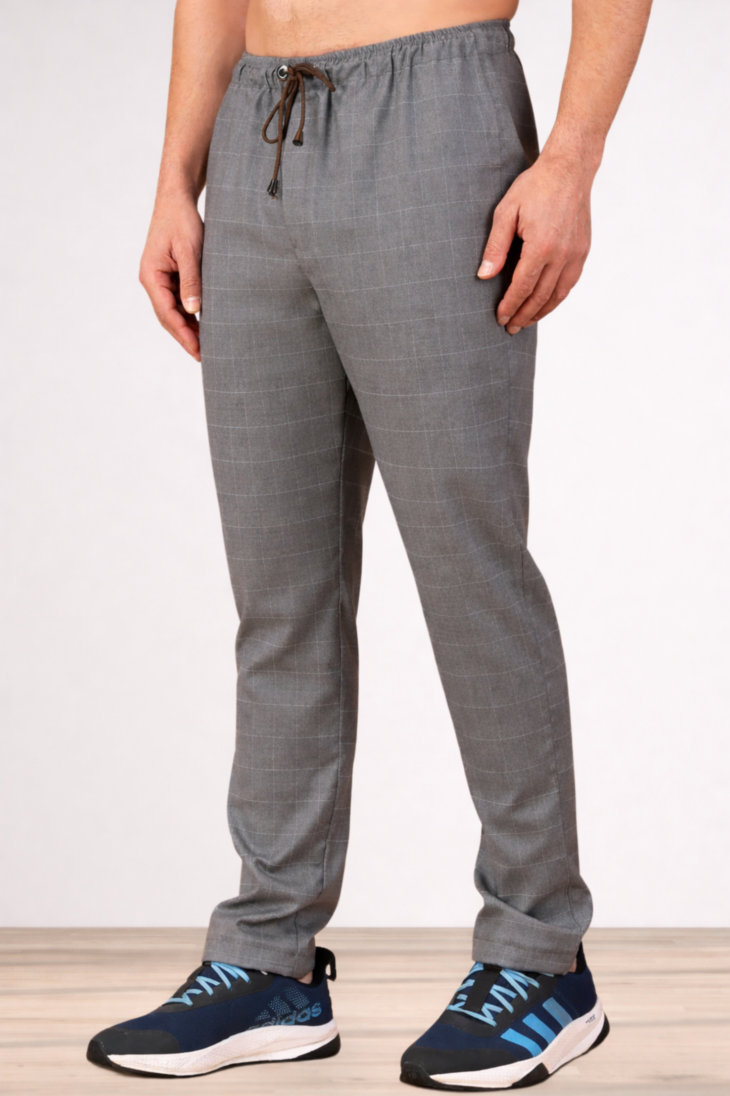 Graphite Checked Stretchable Cargo - 2 pocket