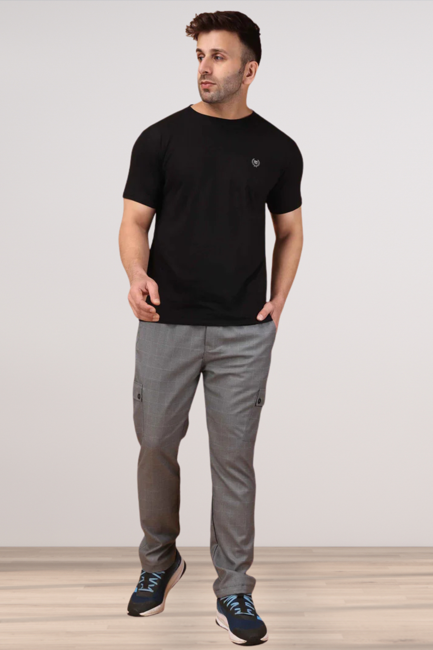 Graphite Checked Stretchable Cargo