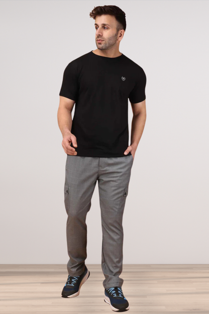 Graphite Checked Stretchable Cargo