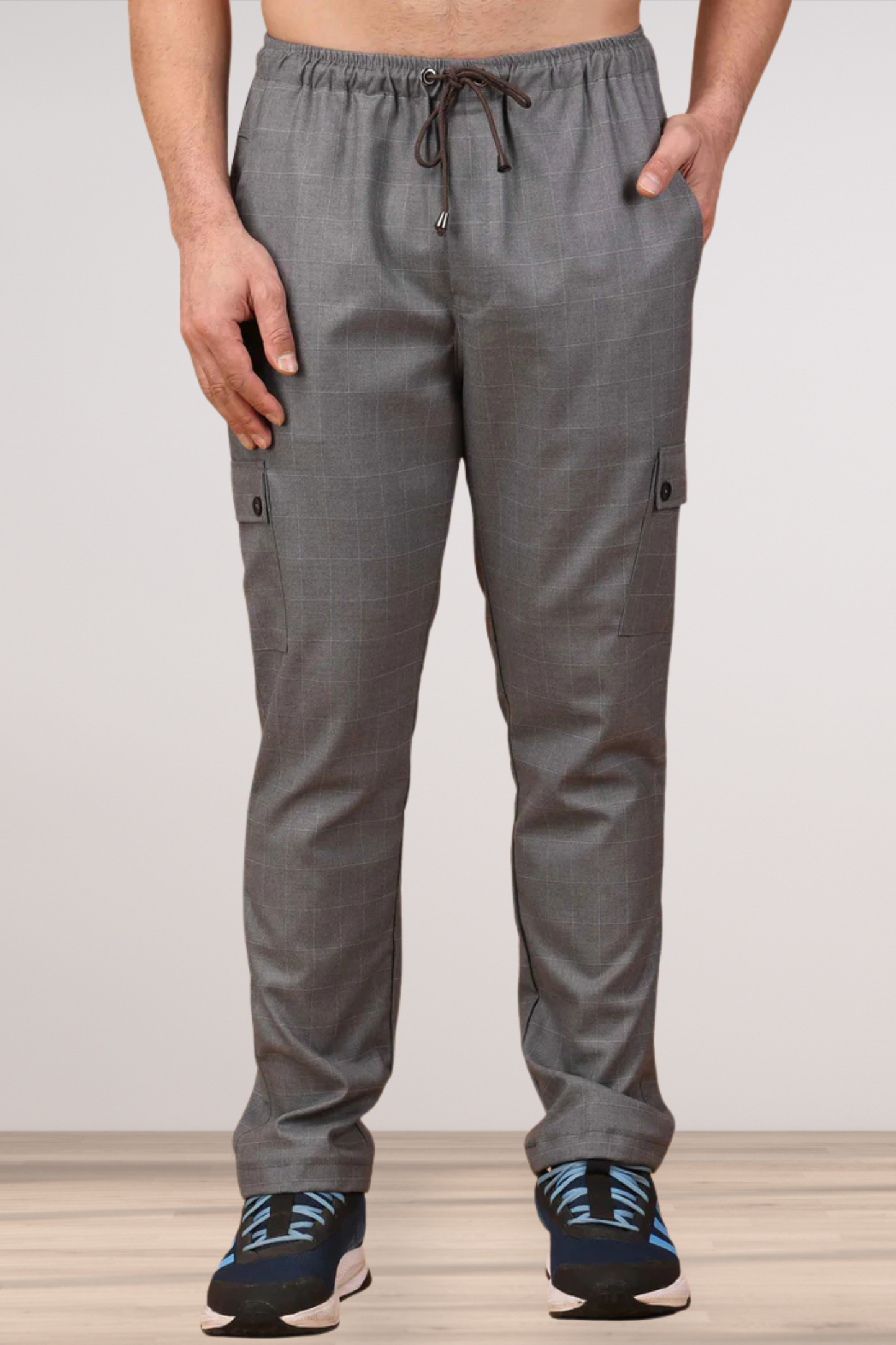 Graphite Checked Stretchable Cargo
