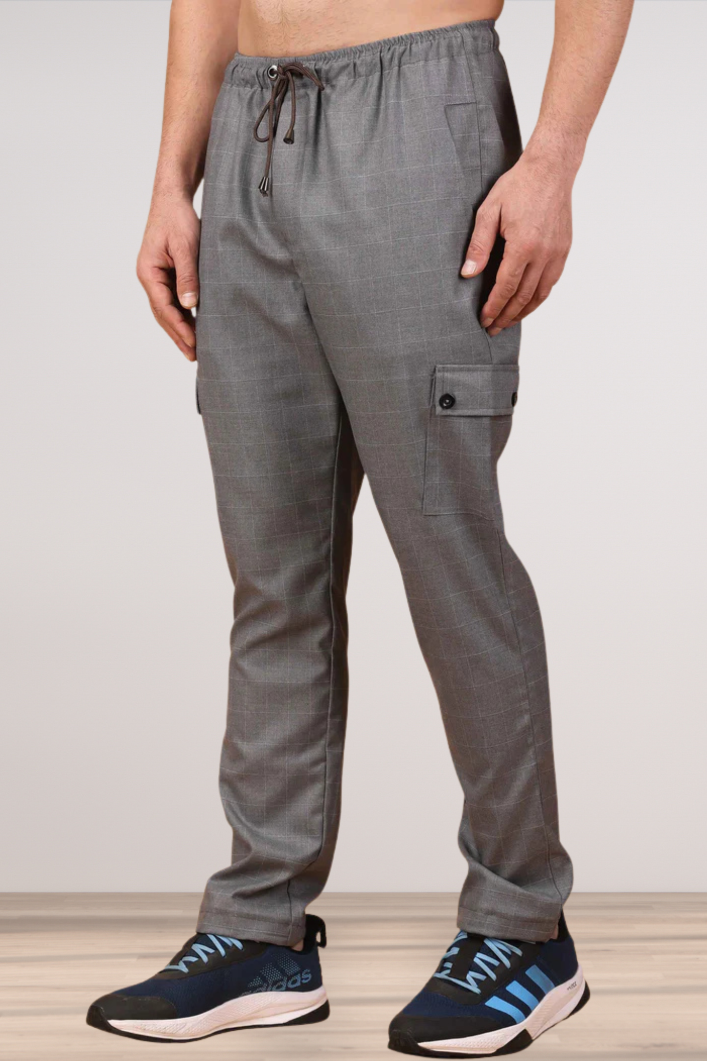 Graphite Checked Stretchable Cargo