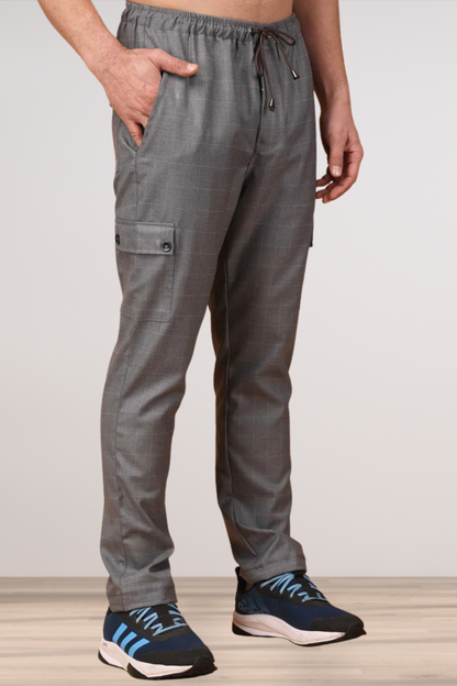 Graphite Checked Stretchable Cargo