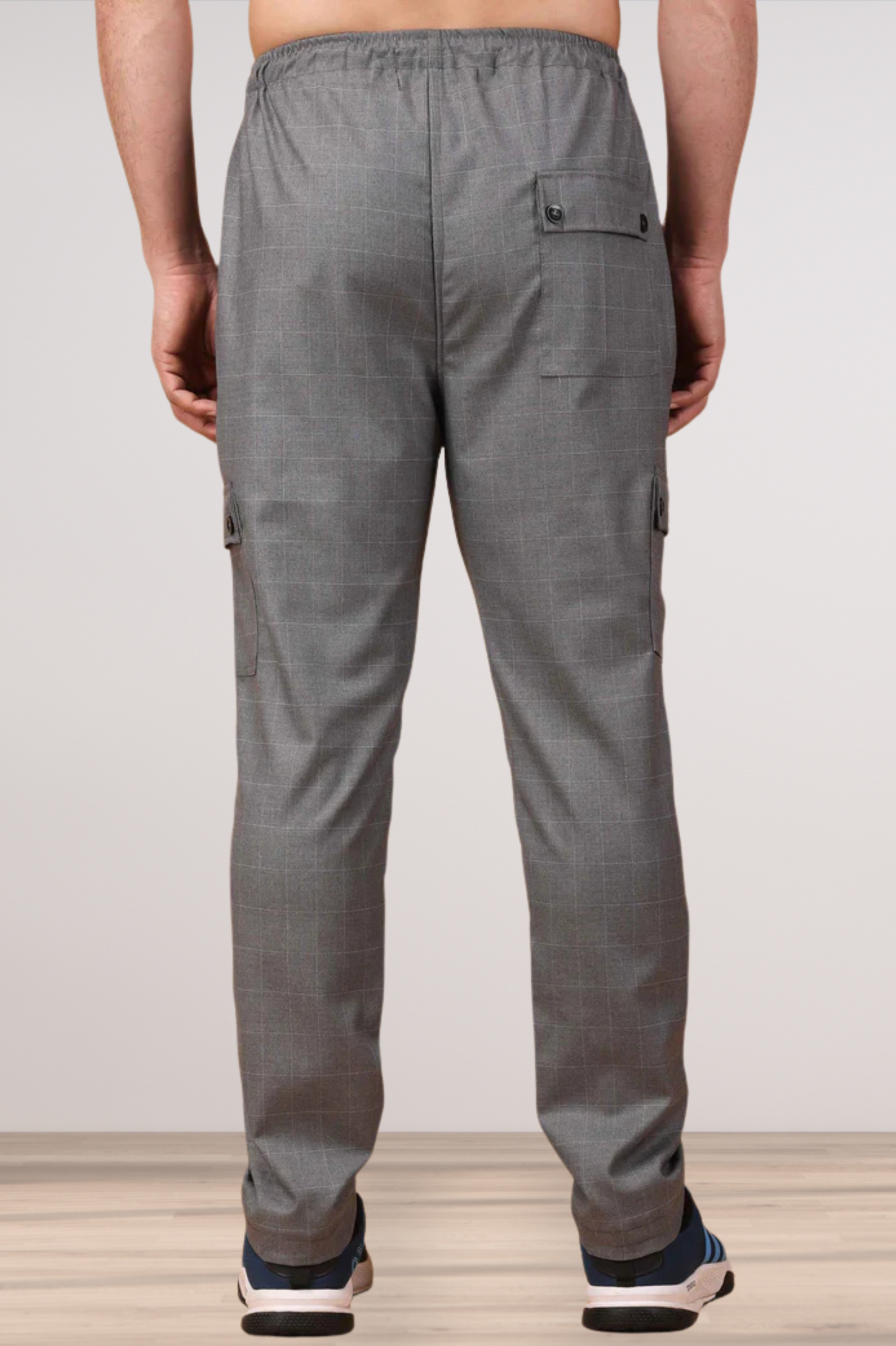 Graphite Checked Stretchable Cargo