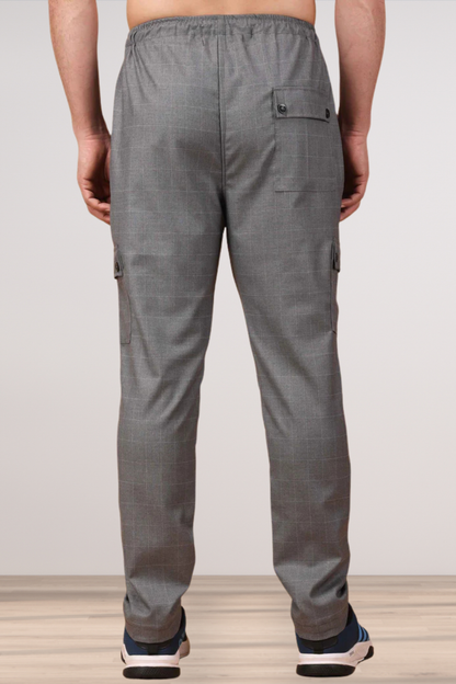 Graphite Checked Stretchable Cargo