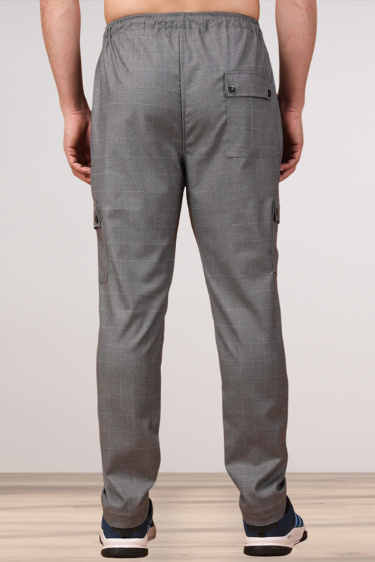 Graphite Checked Stretchable Cargo