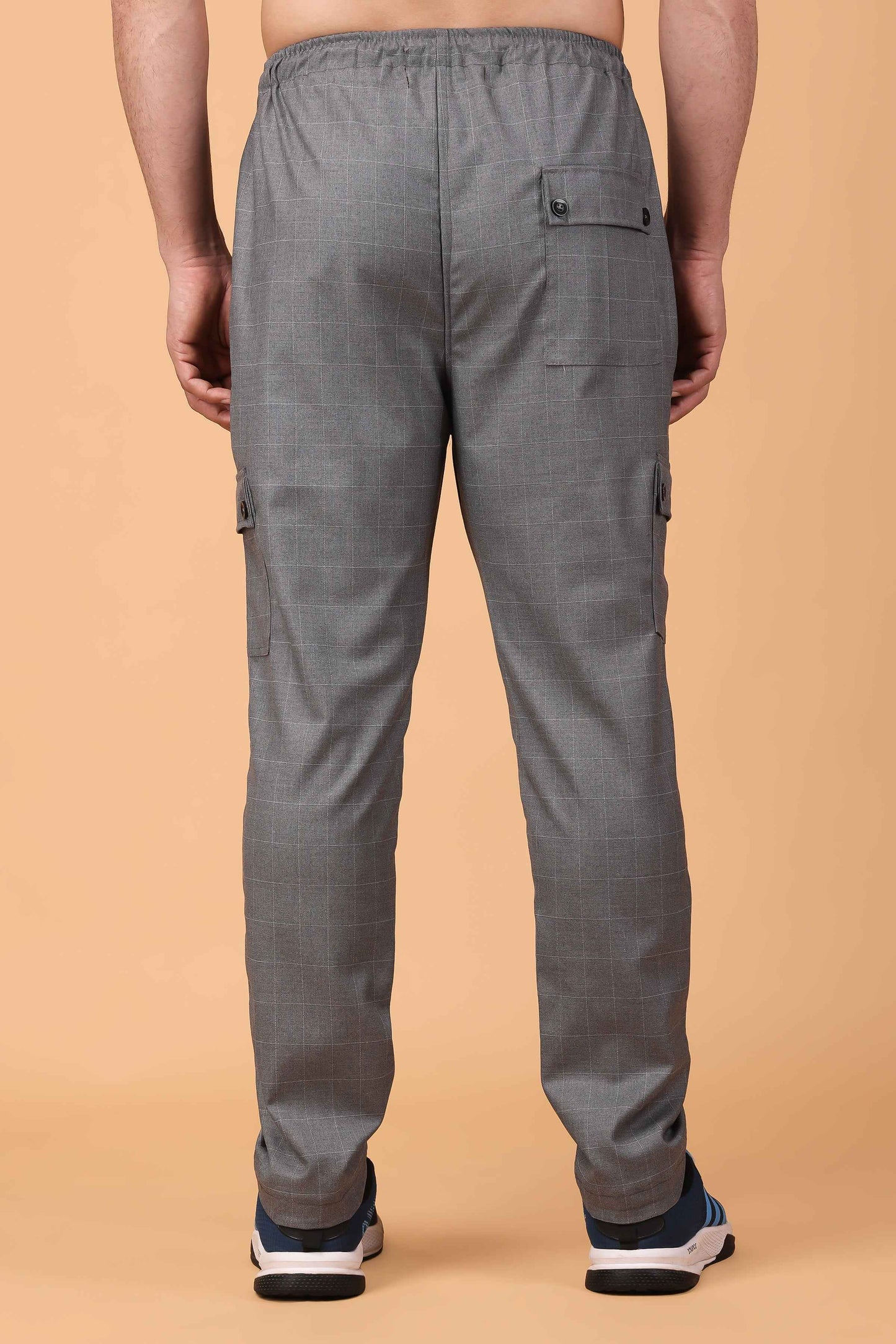 Buy Plus Size ​Graphite Checked Stretchable Cargo At Apella | Sizes XS to 10 XL | India | Free Delivery | Customized