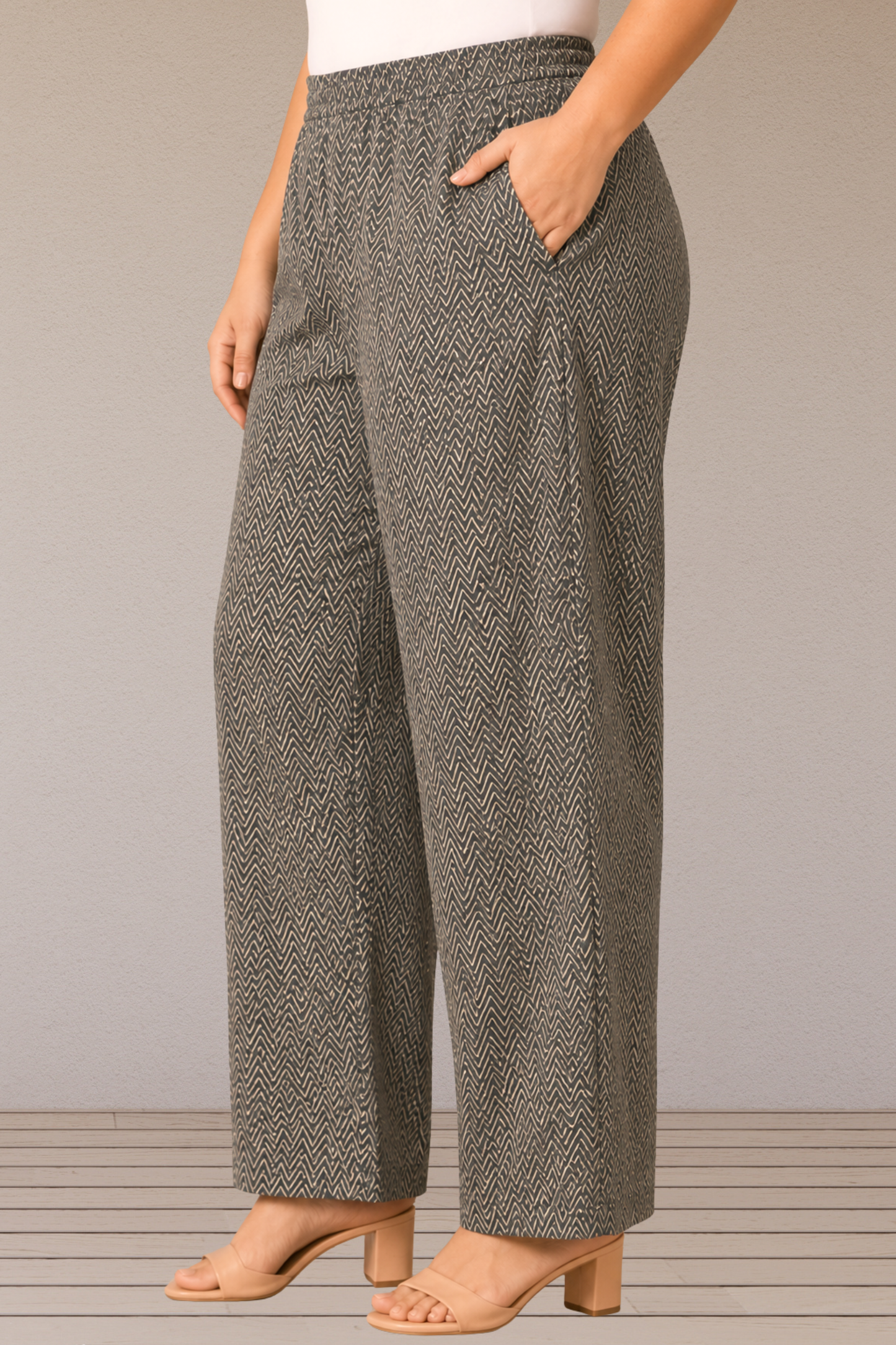 Graphite Chevron Cotton Pant Palazzo