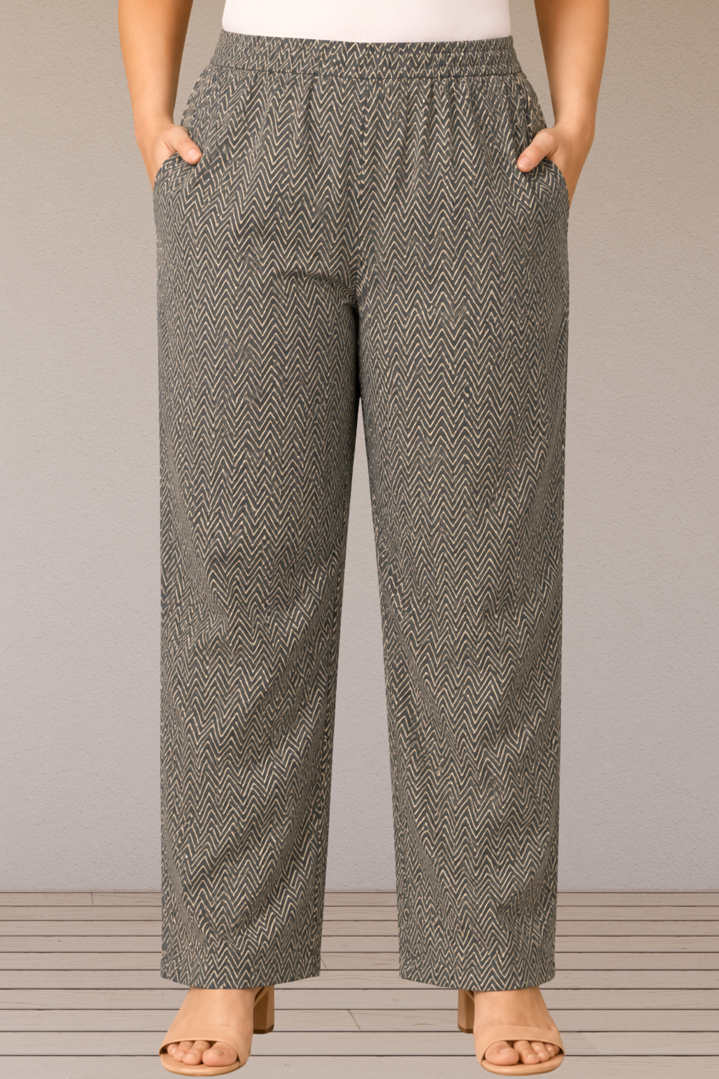 Graphite Chevron Cotton Pant Palazzo