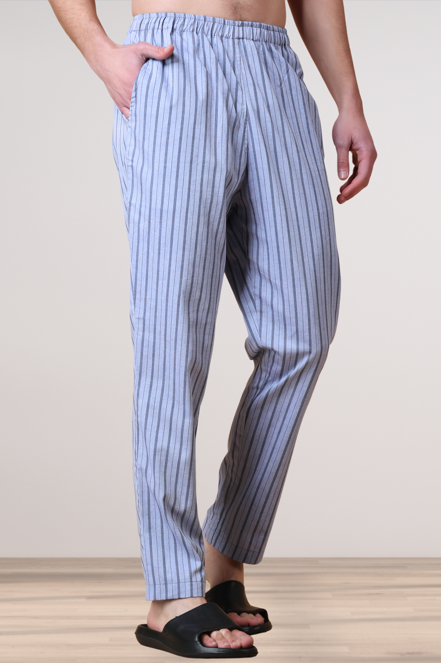 Gravel Grey Striped Cotton Pajama