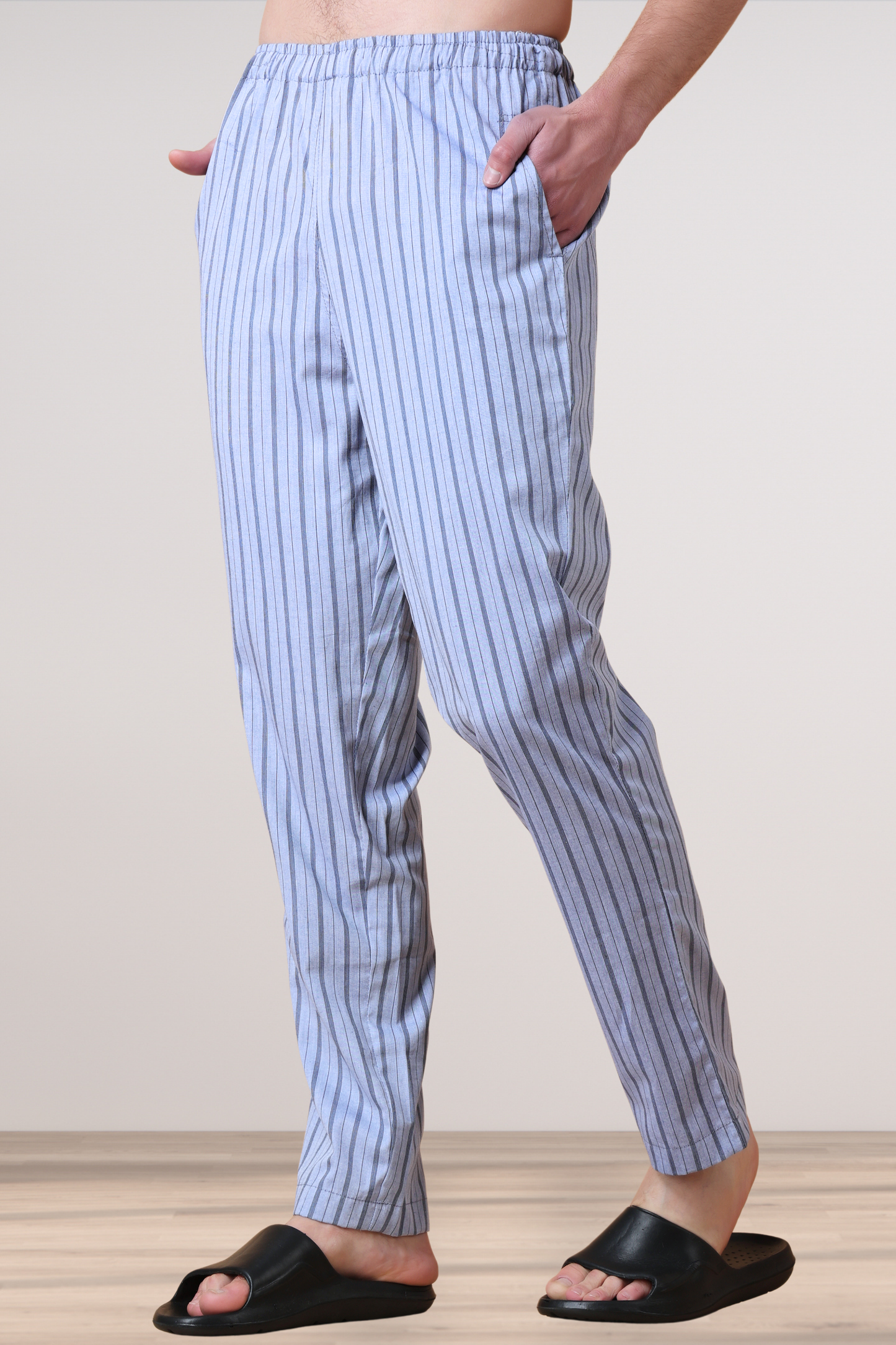 Gravel Grey Striped Cotton Pajama