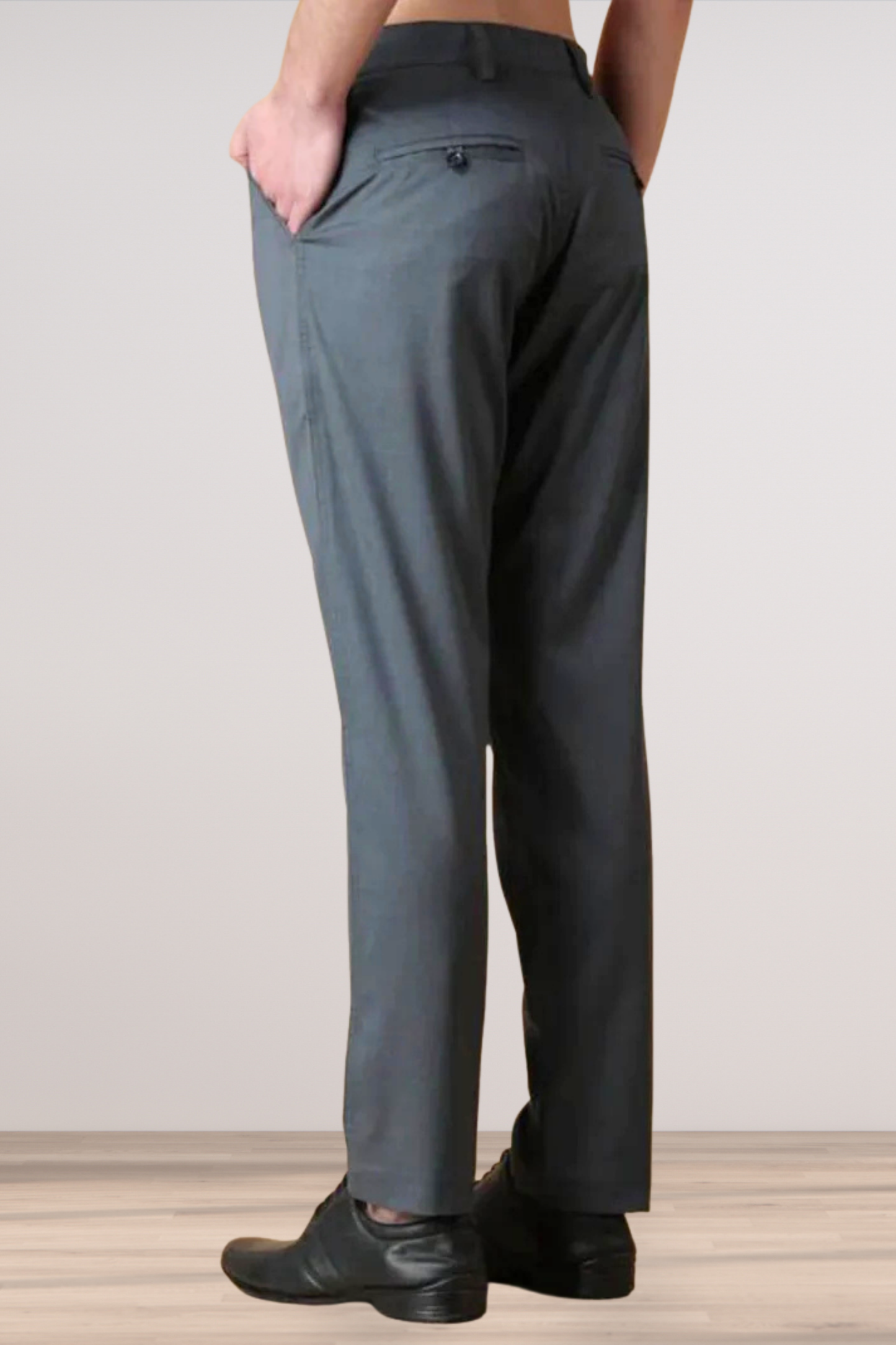 Gravel Grey Textured Stretch Trousers