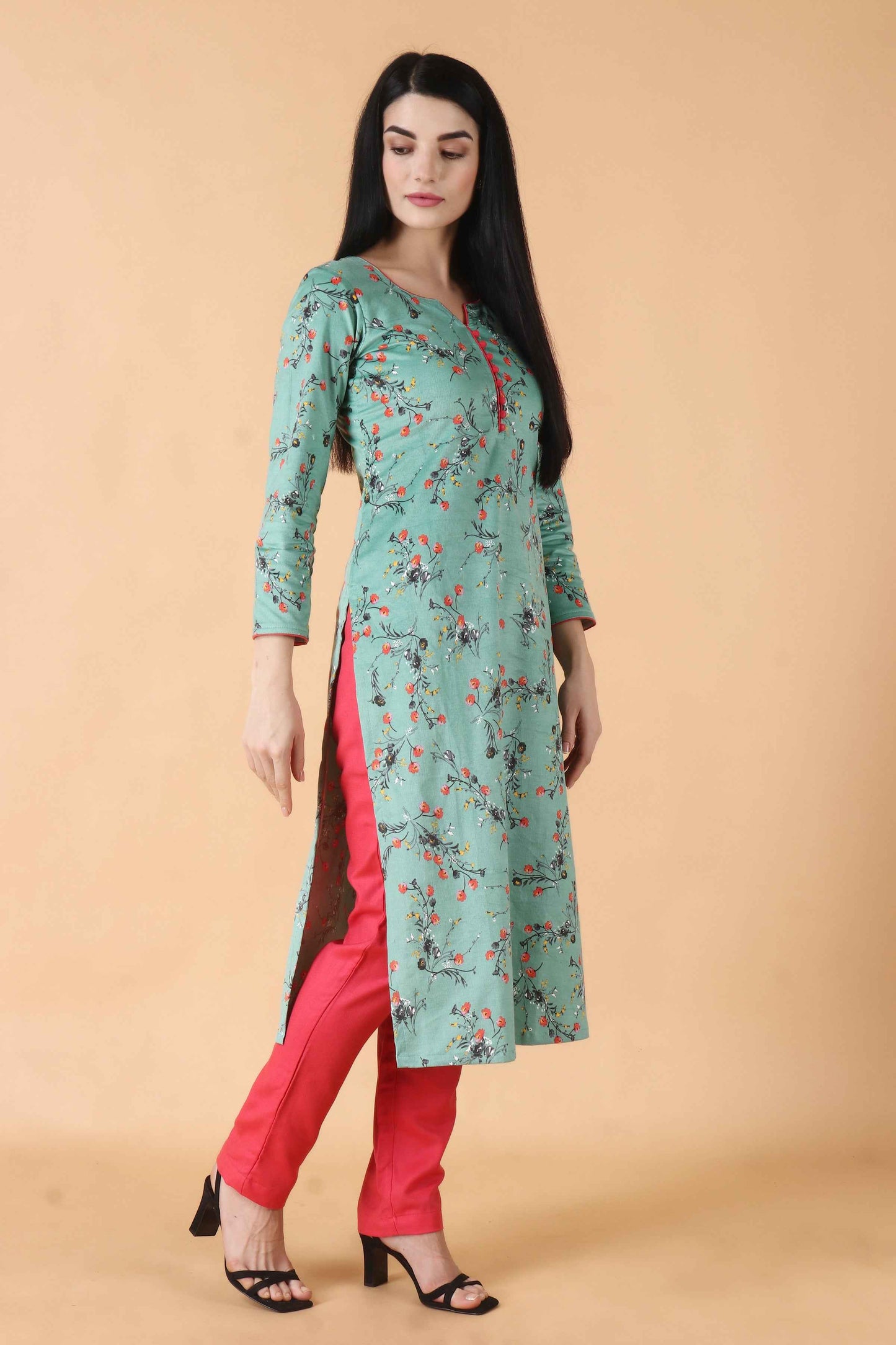 Green Corduroy Kurta Set