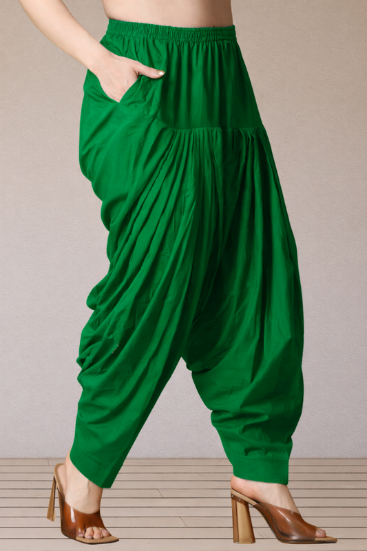 Green Cotton Patiala Salwar Pants